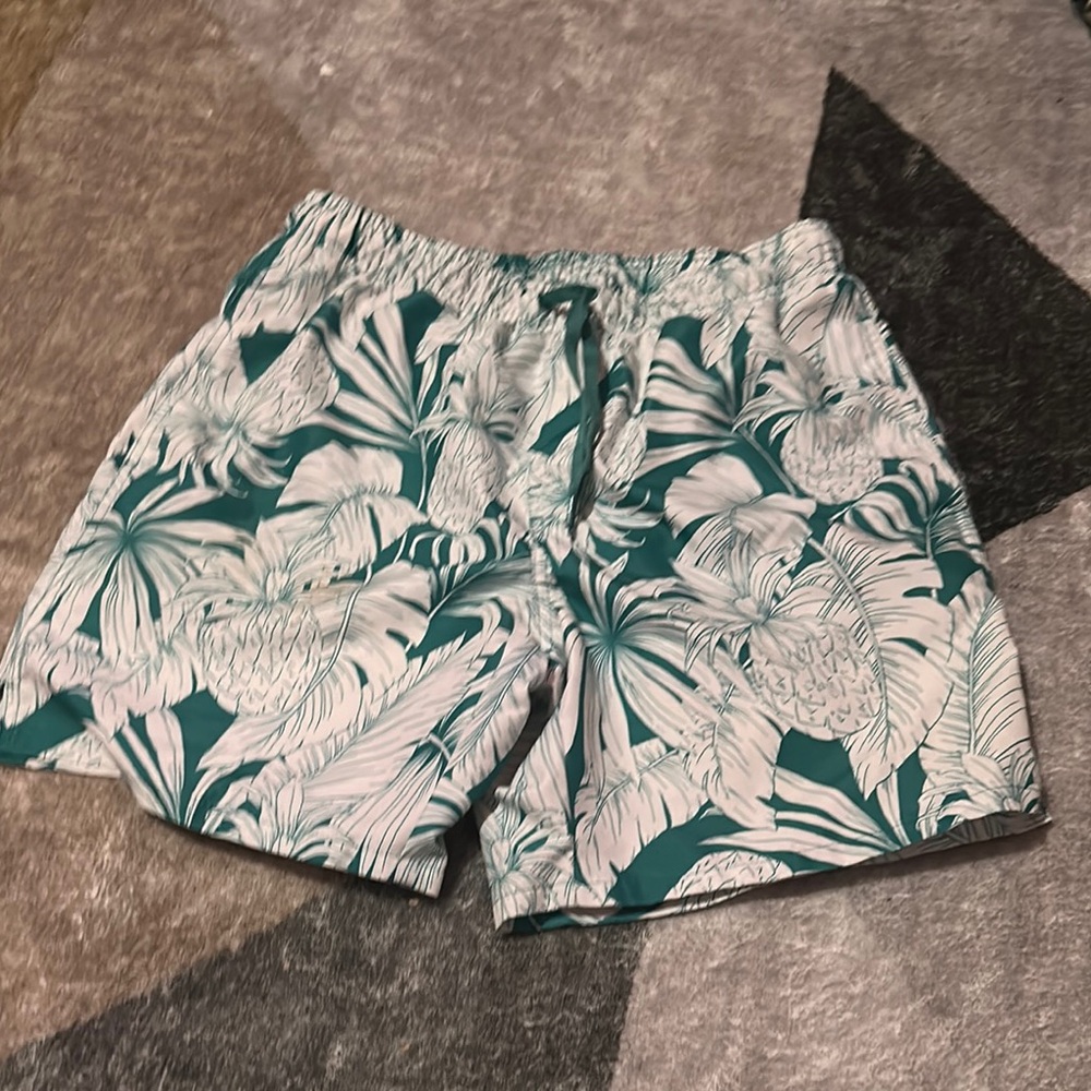Old Navy Green and White Men's Swim Trunks